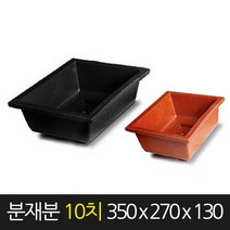 서경농원 고무 분재화분 흑색 10치 350 x 270 130 낮은 직사각 화분