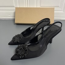 크리스탈 보석 뮬 샌들 슬링백 여성 구두 키튼힐 High heel sandals 1R091