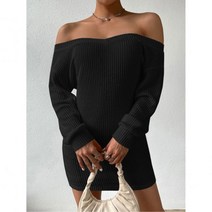 SHEIN Unity 오픈숄더 골지 니트 피티드 드레스