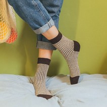 JAYART_체크무늬 중목 여성용양말 10켤레(색상랜덤) 면양말 여자 용패션 용양말+jac220909