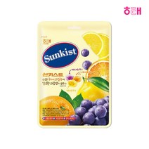 해태 썬키스트 사탕 세가지 과일맛 (레몬+오렌지+포도) 캔디 125g 대용량, 2봉