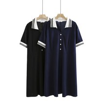 3XL-5XL 배색 카라 원피스 데일리 스포츠 헬스장 원피스 반팔 얇은옷 빅사이즈옷