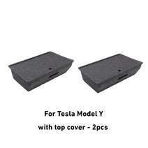 For Tesla Model Y 2021/22 Under Seat Storage Box Felt Cloth Drawer Holder High Capacity Organizer Ca, 04 with top cover -2pcs