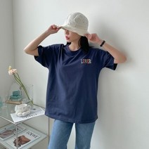 러버 컬러 자수 라운드 실켓 반팔티