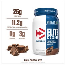 다이마타이즈 엘리트 카세인 프로틴 파우더 907g 리치 초콜릿 Dymatize Elite Casein Protein Powder Slow, 1개