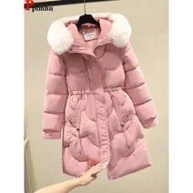 롱 패딩 겨울 카라 핑크 파카 체크 여성