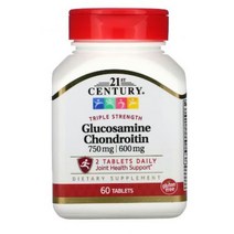 21st Century 콘드로이친 글루코사민 Glucosamine Chondroitin Potassium 칼륨 750 mg 600 mg 60 태블릿 carbonate
