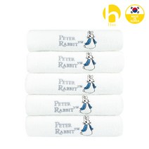 HUA 피터래빗 포터 타올 30수 코마사 5매 국산 고급세면타올, 피터래빗 화이트, 5장