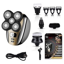 전기면도기 전동면도기 수염관리 오지호면도기 5 in 1 4d 남성용 충전식 대머리 전기, 상자 포함