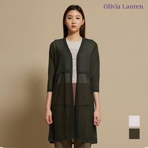 올리비아로렌 스카시 조직 배색 롱 가디건 VOCBCWM3411