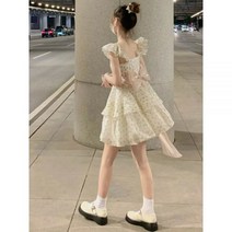 프렌치 여성 여름 나시 플라워 프릴 레이스 원피스 귀여운 핑크 리본 스카프 드레스