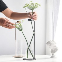 선반전시용 미니 골드 와이어 꽃병 테이블 소형 책상, 입체형-흑니켈(중)