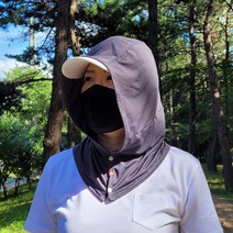 지원군몰 국산 간편한 후드형 UV차단 얼굴 햇빛가리개 스카프형 모자 페이스커버, 챠콜