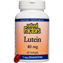 Natural Factors 네츄럴팩터 루테인 40mg 60캡슐, 1세트, 단일용량
