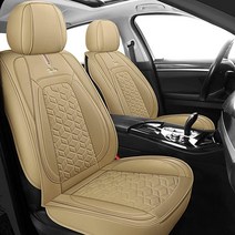 TAPHA Executive Leatherette 카시트 커버 및 쿠션 세트 통기성 방수 자동차 SUV 트럭용 범용 핏 (앞좌석 전용 블랙) (TAP-01-A1) 869161, Beige_Full Set (Front + Rear S