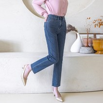 [오버나인] 여성용 인밴드 루즈 일자 데님 스판 청바지