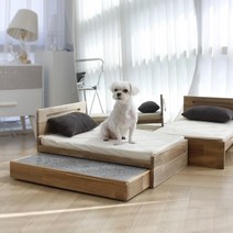 벨르펫홈 포시즌 아카시아 원목 수제 제작 온돌 대리석 겨울 사계절 방수 친환경 강아지 침대, 스탠다드    베개색상 베이지