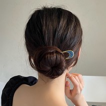 일호장신구 국내배송 블루 펄 포인트 올림머리 U자 헤어 비녀