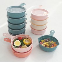 올리오 드라마 먹방 캠핑 그릇 손잡이 앞접시 세트 몸체10개+뚜껑10개, 아이보리+그레이