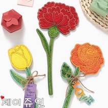 민화샵 클레이 한송이 꽃 칼라폼 클레이 만들기세트 카네이션 어버이날 튤립 장미 꽃다발 DIY, 클레이 한송이 꽃-장미