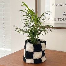 홈바내쓰 인테리어 화분 팟커버 패브릭 화분커버, 체크블랙