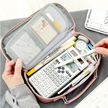 원지퍼 빅파우치 수납 필통 고등학생필통 대학생필통, 핑크