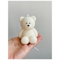 메이무드 곰도리 캔들 [인테리어 오브제] 천연 소이왁스, 리스키시트러스, 화이트, 아빠곰