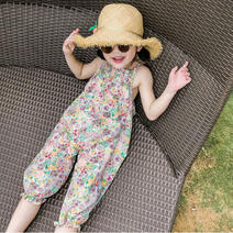 여아 유아동 어린이 잔잔한 플라워 패턴 올여름 잇템! 시원한 점프수트 오버롤(100-130 사이즈)여아 등원룩 외출룩 나들이룩 캠핑룩 추천