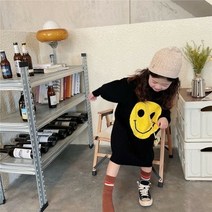 키즈봉봉 여아 가을 봄 롱티 원피스 코디 추천 스마일블랙니트롱티