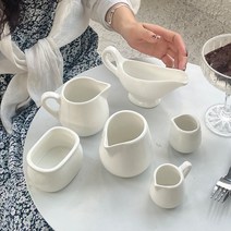 도자기저그 시럽 크리머 세라믹 커피 설탕 핸들 우유 피쳐 소스, 3온스 주둥이주전자 90ml