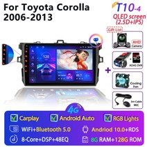 9인용 android car stereo radio for toyota corolla e140150 2007 2008 2009 2010 2011 2012 2013 멀티미디어 플레이, 협력사, t10-4 카메라-64g dvr