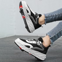 힐리스 운동화 바퀴달린 남성 롤러 슈즈 전동 성인 HEELYS 신발 문워커스 히든, 43 (265mm), 바퀴4개 화이트블랙 프리미엄