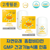 자연유래 종합비타민 GMP인증 브로콜리새싹추출 기분전환 건강기능식품 하루2알 60일분, 2box 120정 하루2알 60일분