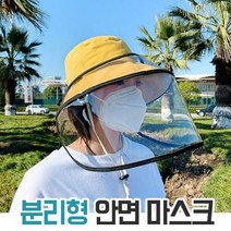 분리형 모자탈부착 안면마스크 안면커버 모자커버 썬캡마스크 썬캡커버 얼굴보호 페이스쉴드 투명 비말 예방 차단 전면마스크 투명마스크 얼굴가리개 안면보호마스크, 1개, 1개