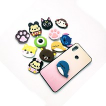 리브이마켓 캐릭터 핸드폰 핑거 그립 스마트 톡 휴대폰 핑거톡 거치대, 1개, 노랑고래