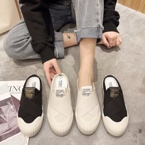 슈즈몽몽 여성 봄신상 캔버스 뮬 블로퍼 샌들 여자 밴딩 신발