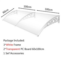 투명 PC 내구성 보드 방수 자외선 차단 차양 창 앞문 천막 차양 캐노피, CHINA, White Fame 60x200cm