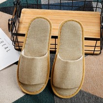 심플 린넨 면 슬리퍼 사무실 병원 학교 손님용 실내화 커플 거실화, 골드
