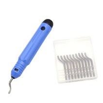 공구부품 1 Set Handle Burr Metal Repair Deburring Tool Kit 10pc Router Bit Rotary Deburr Blades Remover, [01] 1 set, 01 1 set