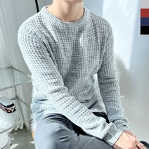 남자 봄 가을 어깨 넗어 보이는 데일리룩 보카시 니트 스웨터