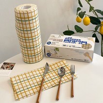 [1+1] 빨아쓰는 빈티지 체크 롤행주 뽑아쓰는 키친타올 행주 2size, (1+1) 롤형(40매)