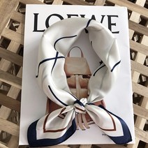 [비비애르]실크100 드로잉 미니 사각 쁘띠 스카프