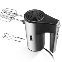 스파이럴반죽기 전기 손 개최 믹서 5 속도 500W 스테인레스 스틸 나선형 Kneader 주방 음식 반죽 믹서기 2Egg 비터 2 후크, 01 Black_01 EU