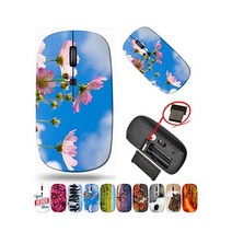 Maizi 사용자 지정 무선 마우스 랩톱용 마우스 컴퓨터 2.4G USB 수신기 설계 무선에 사진 이미지 또는 로고 디자인, BYADAUa3FA PINK FLOWERS ON BLU, BYADAUa3FA PINK FLOWERS ON BLU
