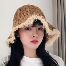 새들러 왕골 라탄 바캉스 비치 벙거지 보헤미안 에스닉 플로피햇 모자 챙넓은 빈티지 캐주얼 자외선 차단 햇빛 가리개 라피아햇 여름 챙모자 트리밍 장식 여자 여행 나들이 버킷햇