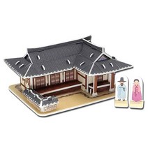 [동화오피스] 3D 우드락 입체퍼즐 건축모형만들기 1 / 6세 7세 유치원선물, 전통가옥 기와집