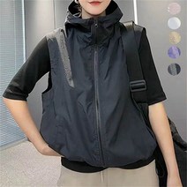 MOSAIRATION 봄 여름 여성 캐주얼 조끼 민소매 후드집업 자켓 점퍼 경량 루즈핏 WZB0514016