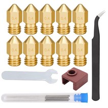 Ingoulut 프린터 노즐 클리닝 키트 23개 0.4MM MK8 노즐 10개 스테인리스 스틸 노즐 클리닝 바늘 10개 스패너와 핀셋 Ender 235 Makerbot Cr