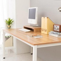 아트박스/이스마트 2인용컴퓨터책상1880+모니터받침대증정, 그레이:(일자다리)화이트