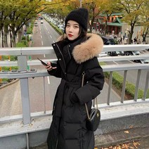 폭스 퍼 후드 롱 다운패딩 겨울 아우터